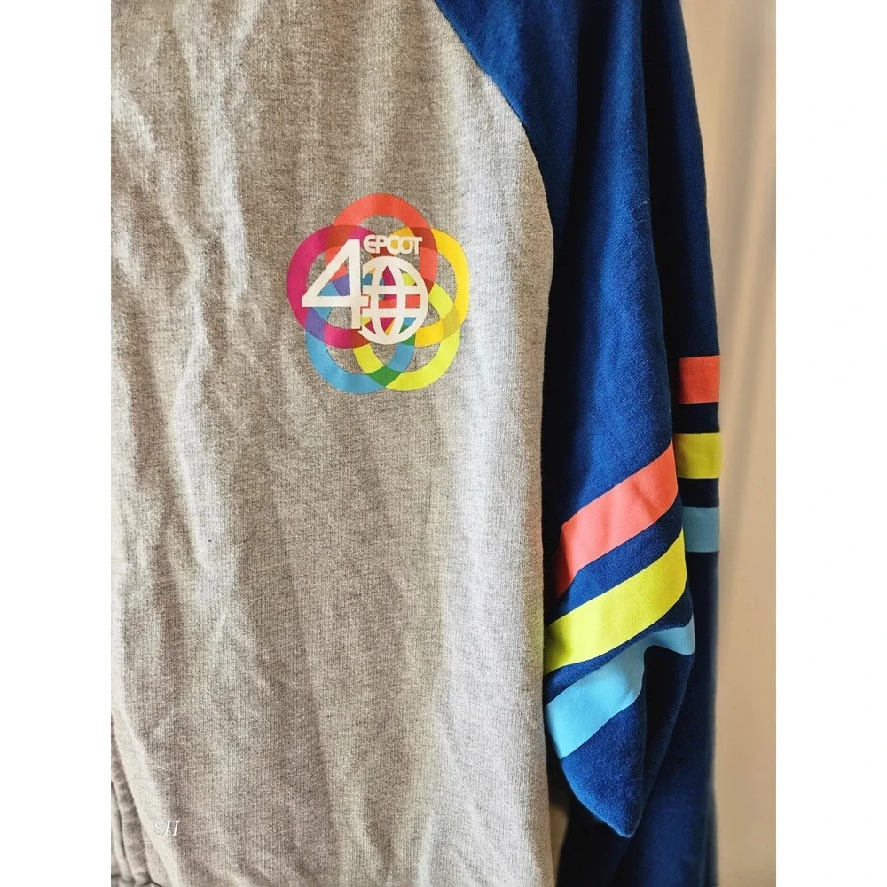 Disney EPCOT 40th Anniversary Hoodie 2022 XXL 2XL Zip Up Figment Gray Blue